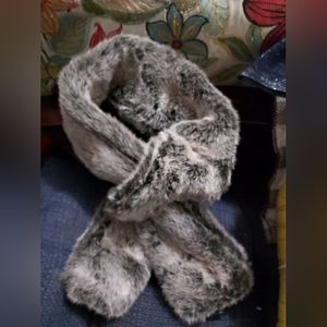 Faux fur scarf, grey& black tones